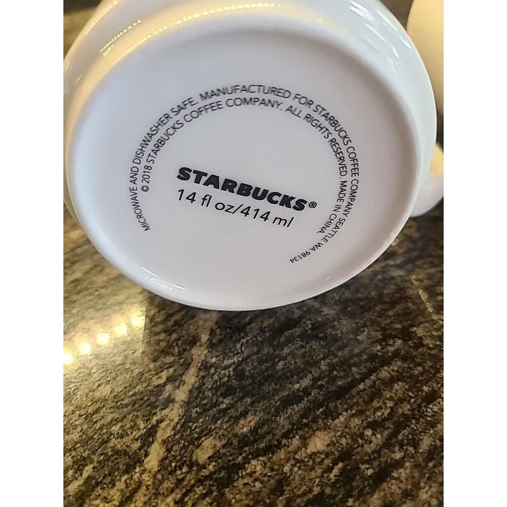 Starbucks Coffee Company Seattle WA Mug Est 1971 2018 14 Oz Stackable Cups Bonus